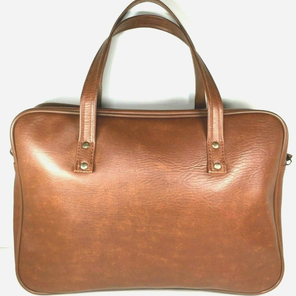 Mr Roberts RARE Vtg Brown Faux Leather Briefcase